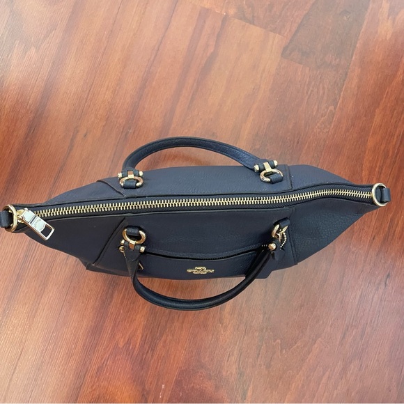 Coach Prairie Satchel Purse Bag Navy Pebble Leather - Picture 7 of 8